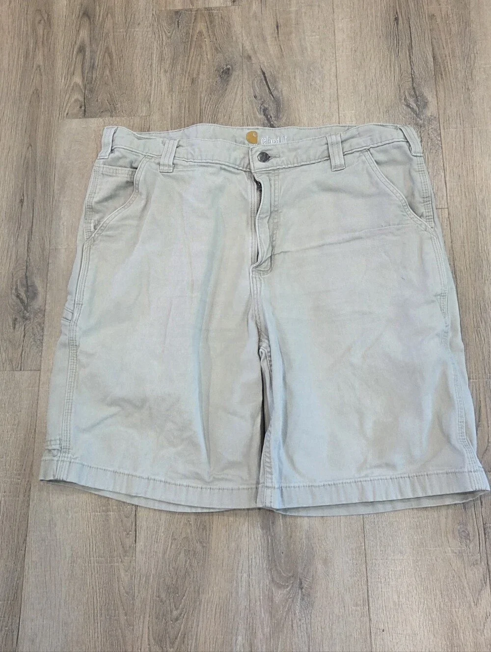 Carhartt Relaxed Fit Cargo Work Shorts Men’s Size 38 Beige Canvas Utility